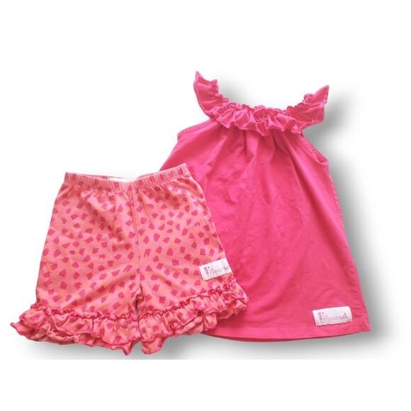 Flowersak Ruffle Girl 5 Hot Pink Shortie Outfit Set - Picture 1 of 4